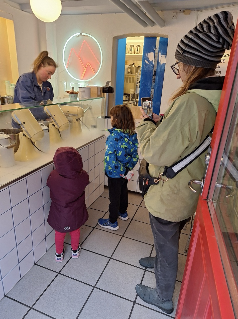 Family at ice cream shop