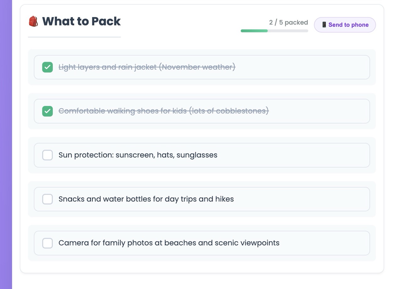 Famila what to pack