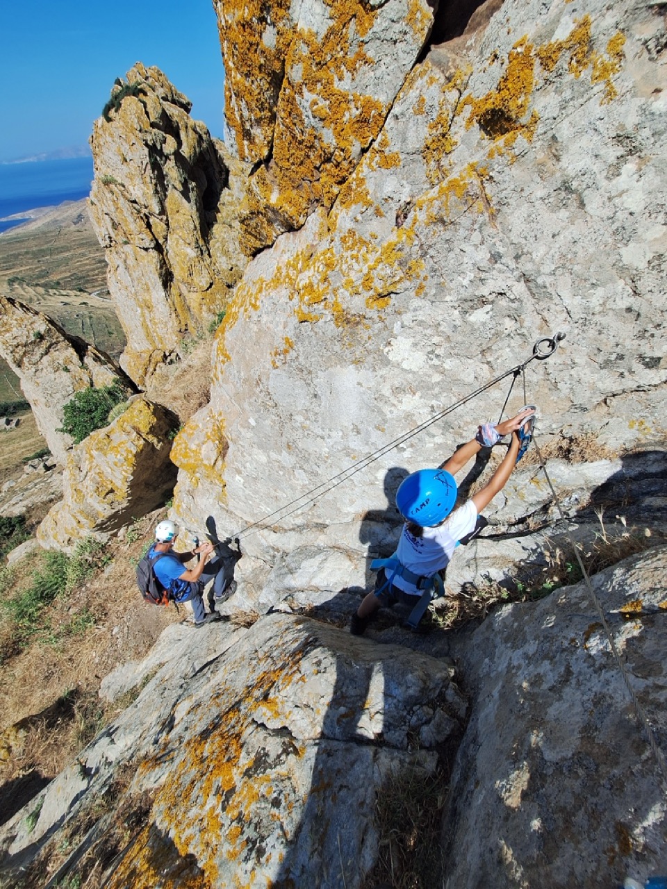 George at the top of the route